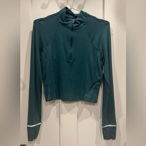 Lululemon run rulu ribbed 1/2 zip long sleeve storm teal size 8 excellent